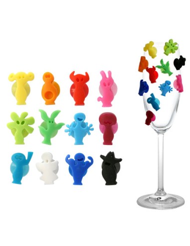 Lot De 12 Marqueurs Pour Verres à Vin En Silicone - Pinces Colorées Pour Identifier Les Boissons En Fête Ou Buffet