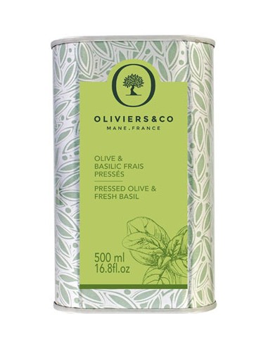 Huile d'Olive & Basilic Frais Pressés 500 ml - Oliviers & Co - Chai N°5