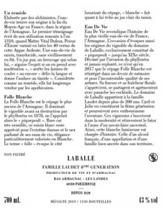 Eau de Vie Blanche d'Armagnac - Château Laballe - Chai N°5