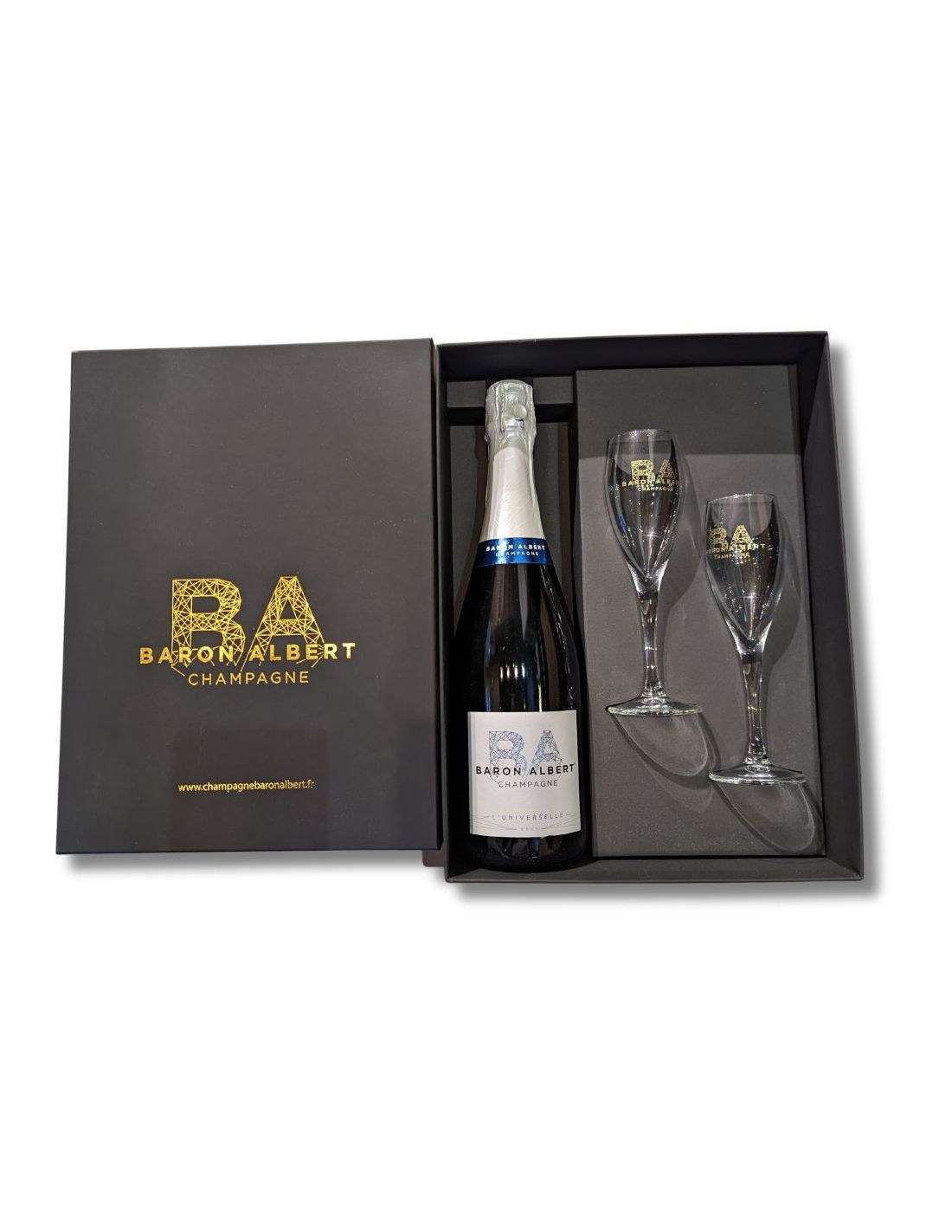 Champagne Coffret Baron Albert L'Universelle + 2 coupes - Chai N°5