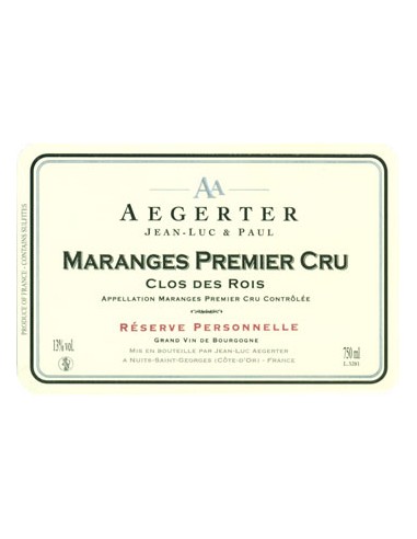 Vin Maranges 1er Cru Clos des Rois - 2015 - Aegerter - Chai N°5
